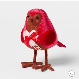 Spritz Red and Brown Plush Bird Decor